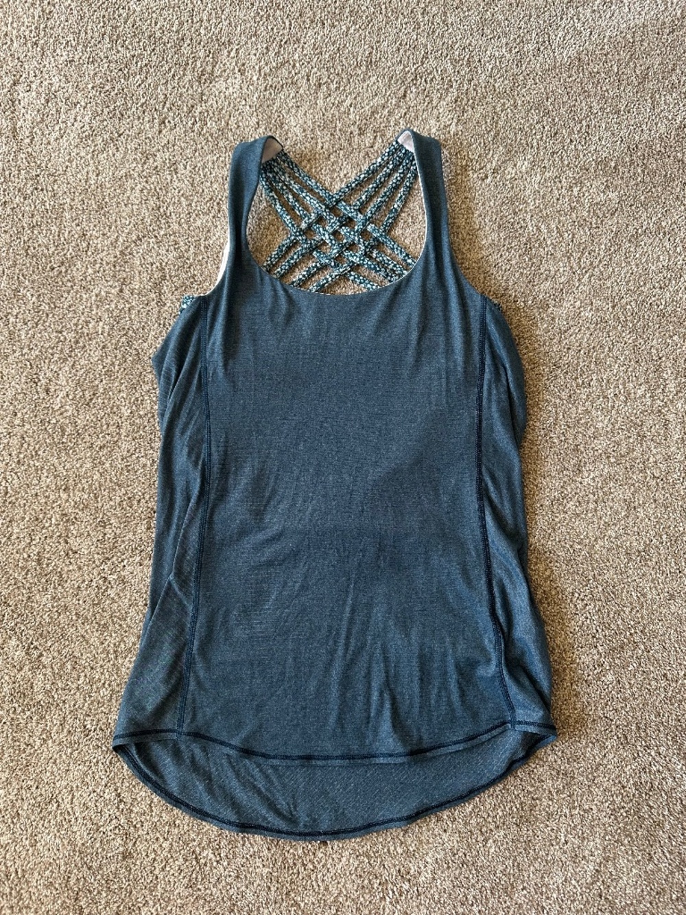 Lululemon Free To Be Wild Tank Built-In Bra Strappy Back Heathered Blue Size 4